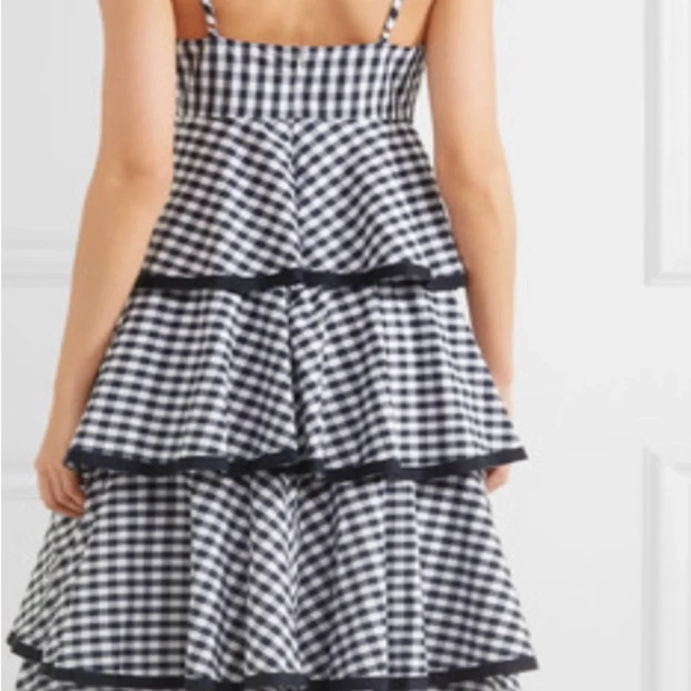 J Crew Spiro Tiered Gingham Cotton Poplin Midi black and white Dress,  size 6